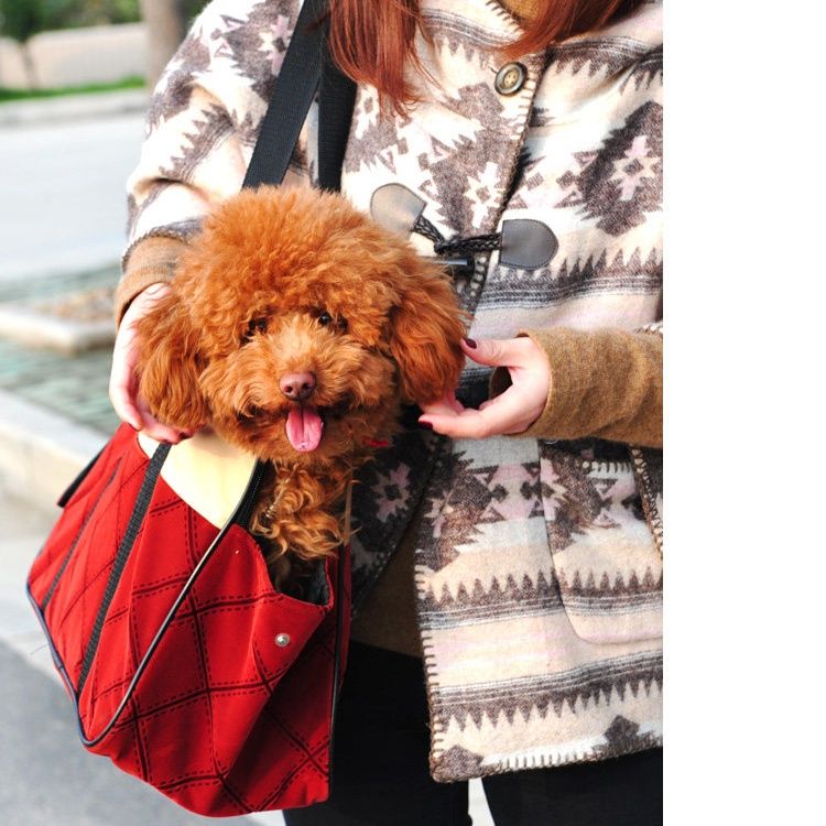 犬バッグ キルティングステッチ復古調ペットキャリーバッグ