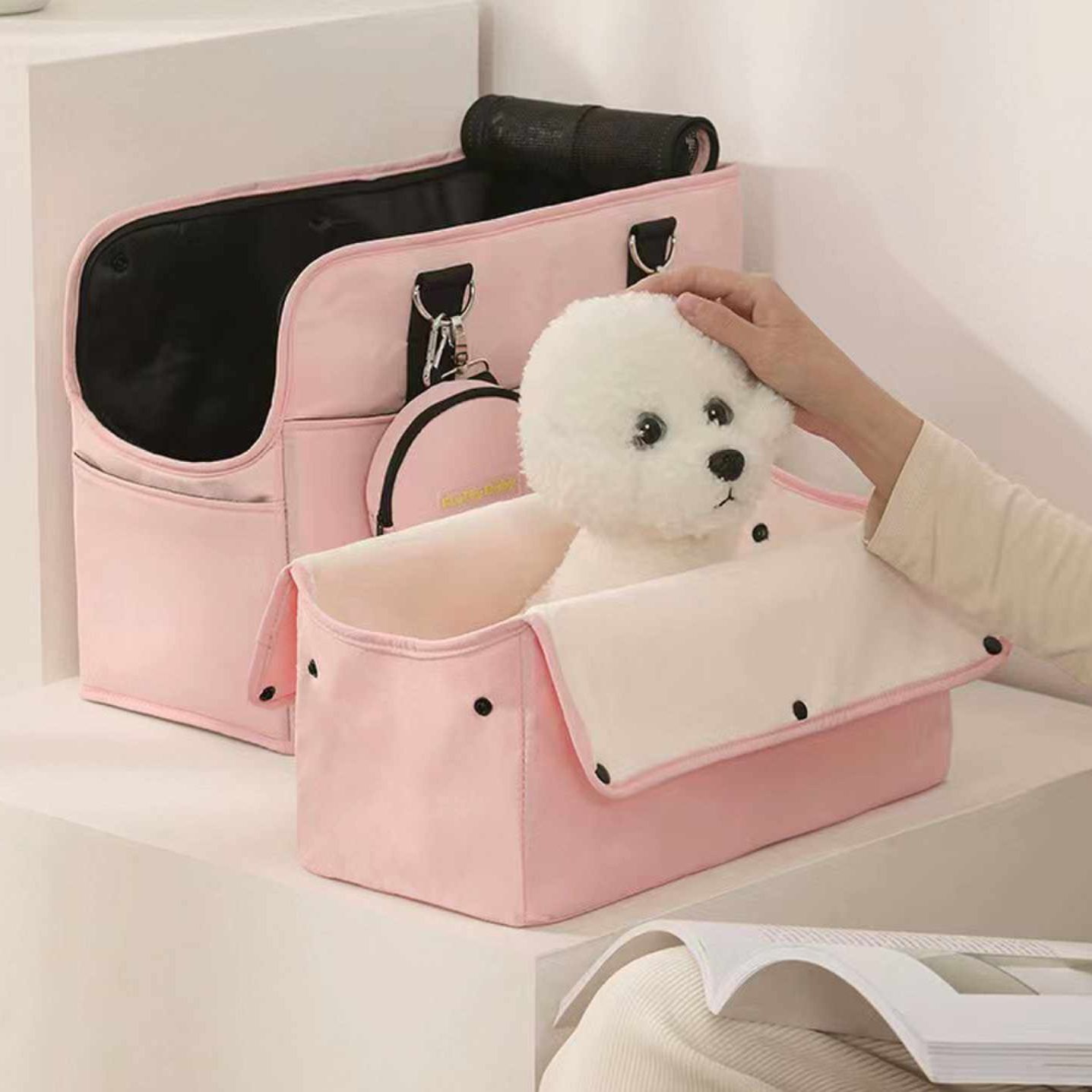 犬バッグ 小型犬用ふわふわクッション付きキャリートート