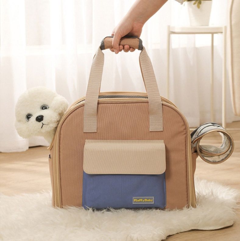 犬バッグ 拡張式通気メッシュ小型犬用多機能キャリーバッグ