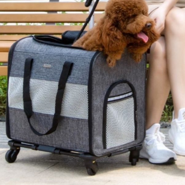 犬バッグ 大型犬対応四輪キャスター付き多機能ペット運搬用キャリー