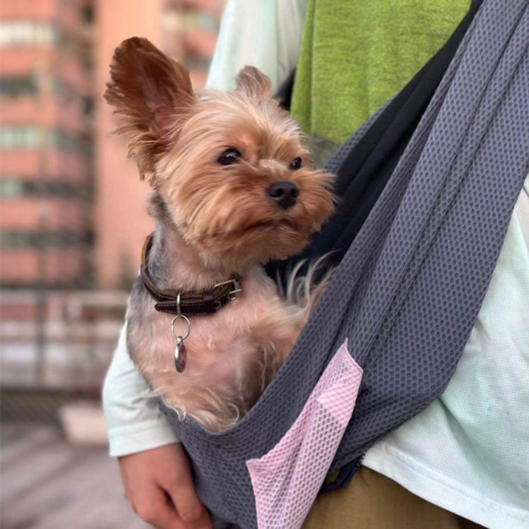 犬バッグ 通気性抜群メッシュ素材小型犬用斜め掛けスリング