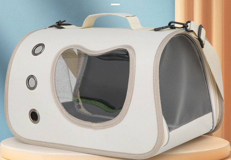 拡張式透明窓付き通気性抜群犬用キャリーバッグ