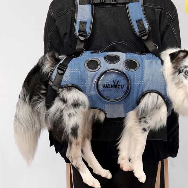 犬バッグ 通気メッシュ付き体型調整可能犬用背負いリュック