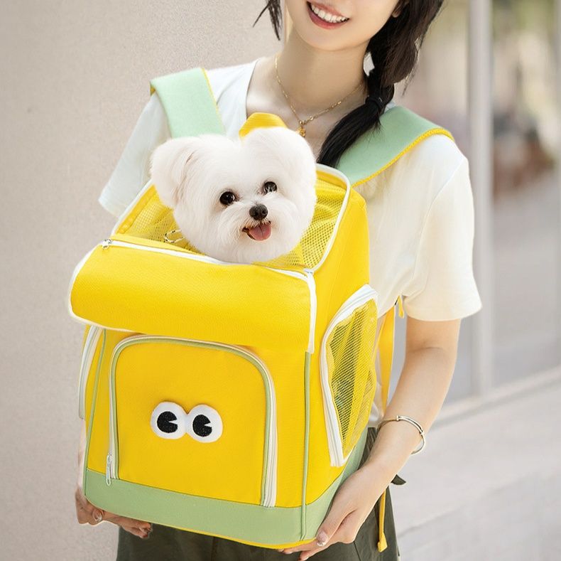 犬バッグ 可愛い目玉デザイン小型犬用通気性抜群ペットキャリーリュック
