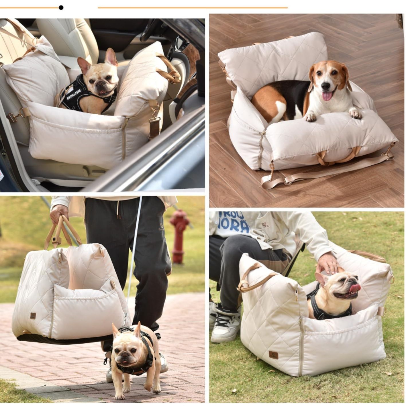 犬バッグ 多機能キルティング中型犬用キャリートートバッグ