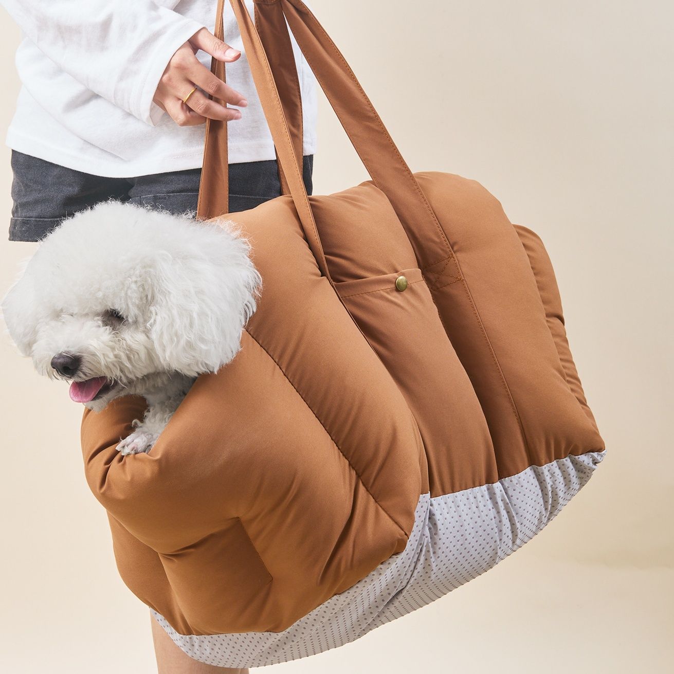 犬バッグ ふわふわクッション付き小型犬用キャリートート