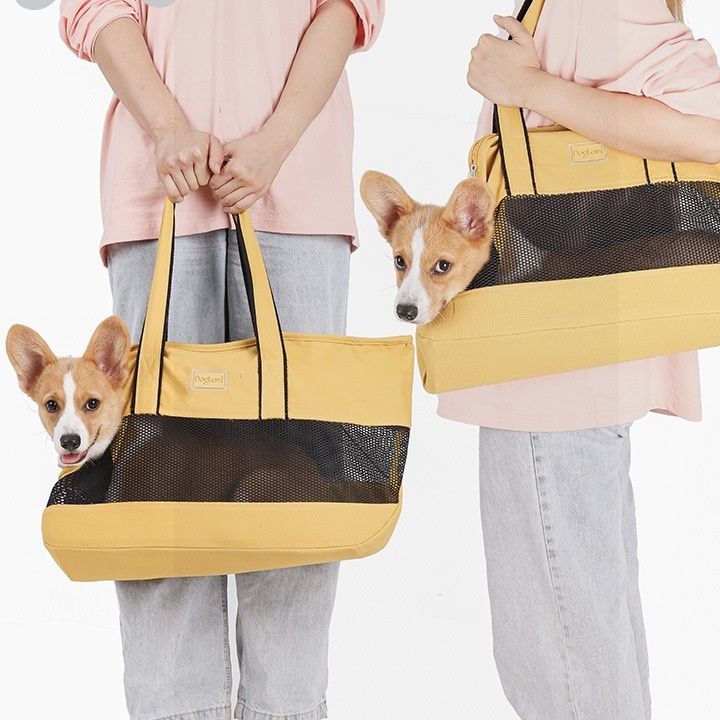 犬バッグ 通気メッシュ窓付き小型犬用手提げキャリートート