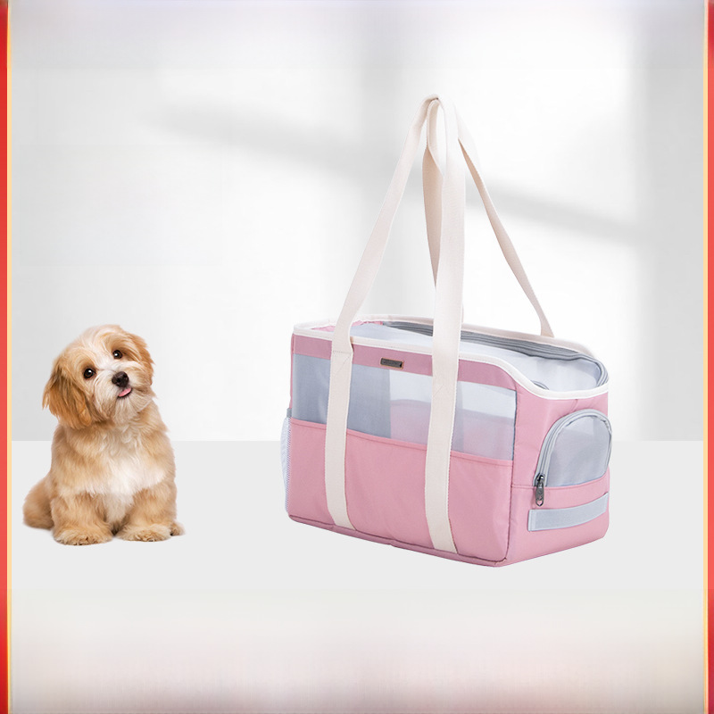 犬バッグ 小型犬用メッシュ窓付き通気性抜群キャリートート