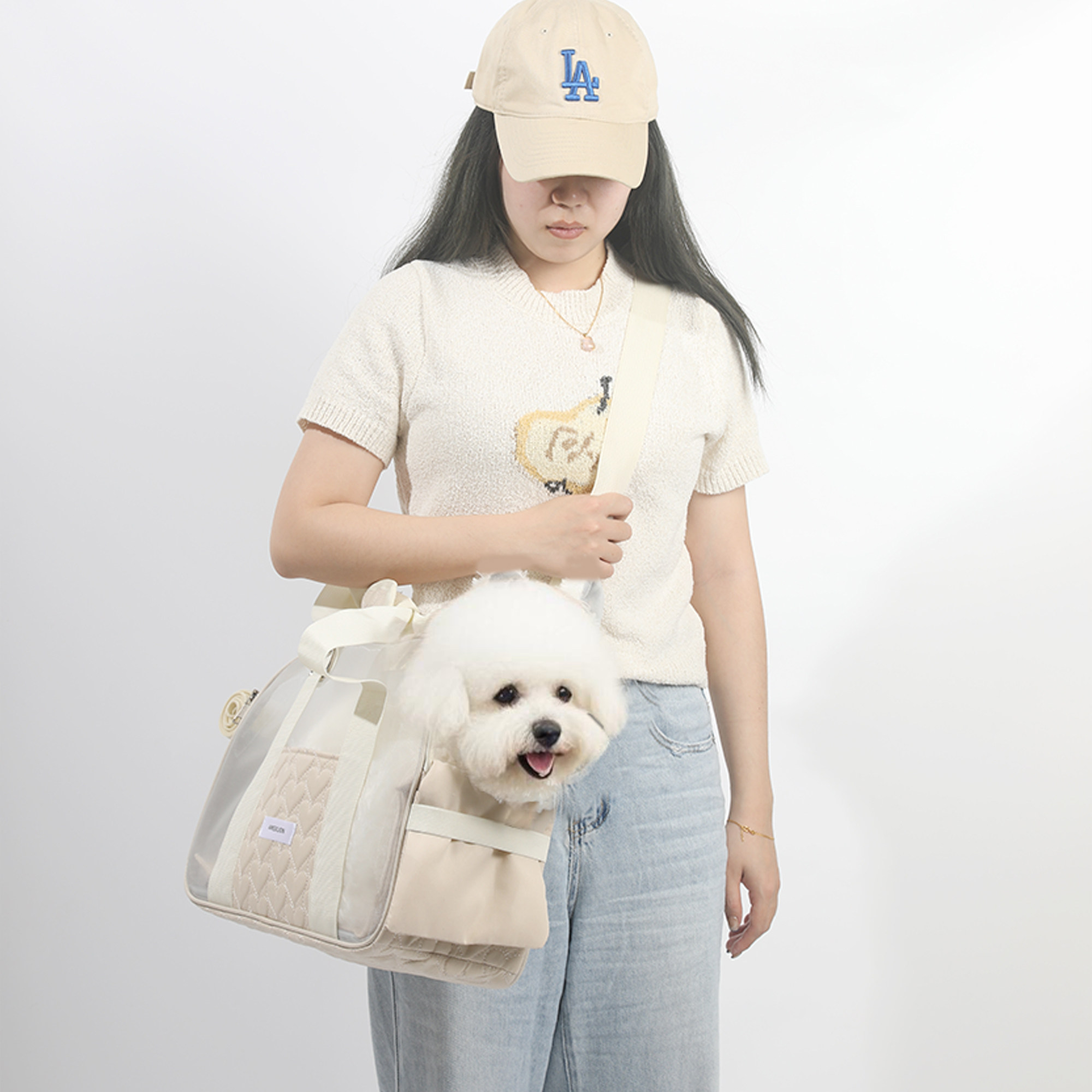 犬バッグ キルティング加工のエレガント小型犬用ショルダーキャリー