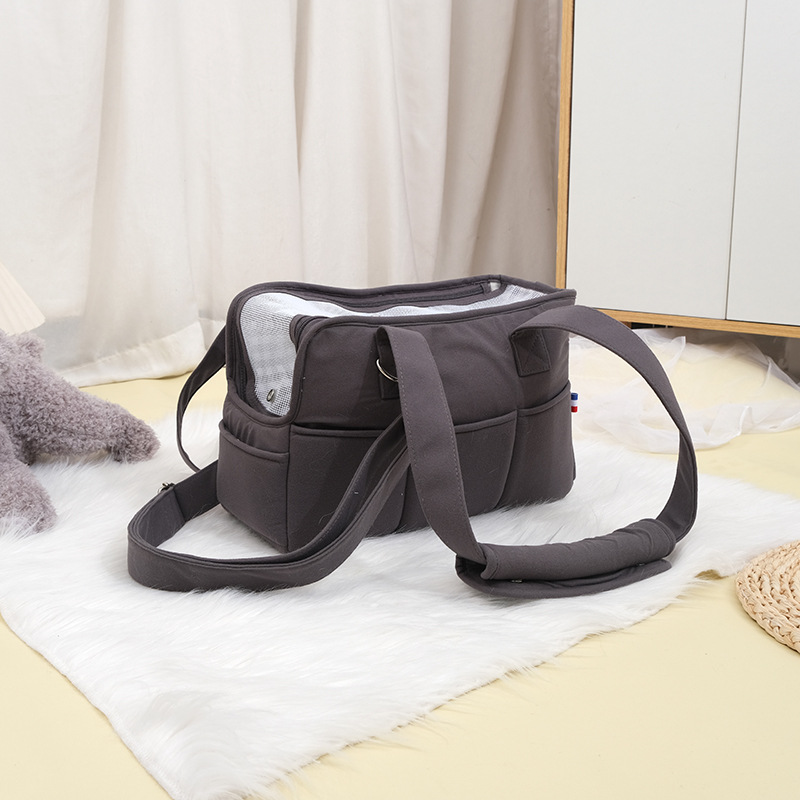 犬バッグ ギンガムチェック柄ふた付き多機能犬用トート