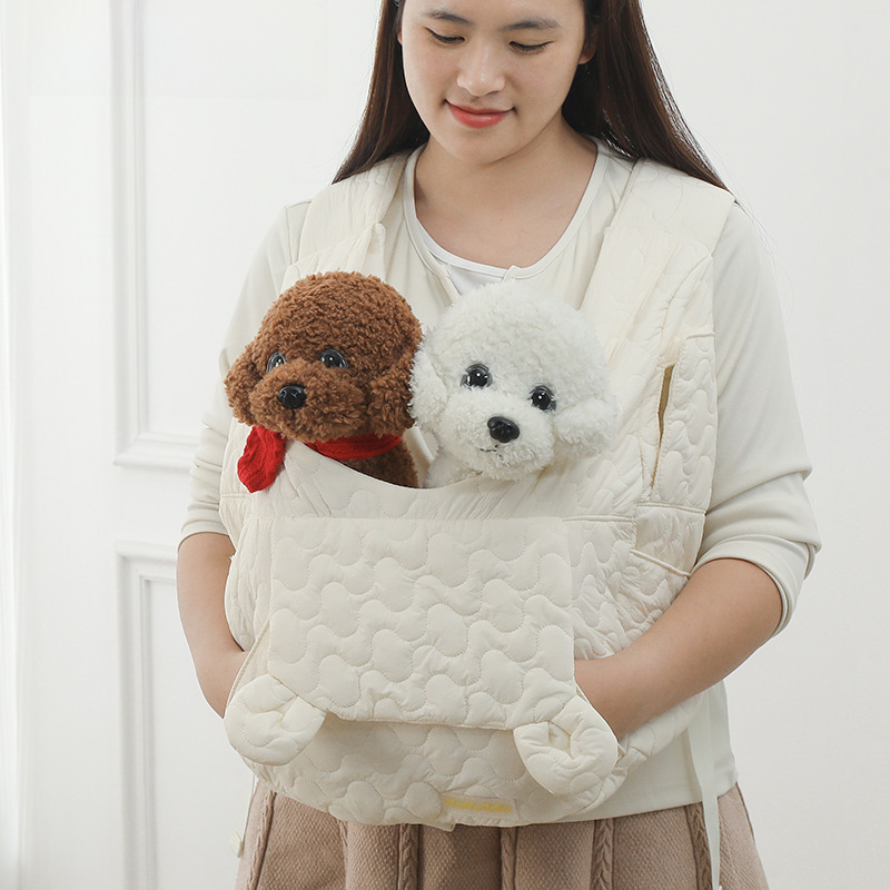 犬バッグ ふわふわ子犬が顔を出すキルティングリュック