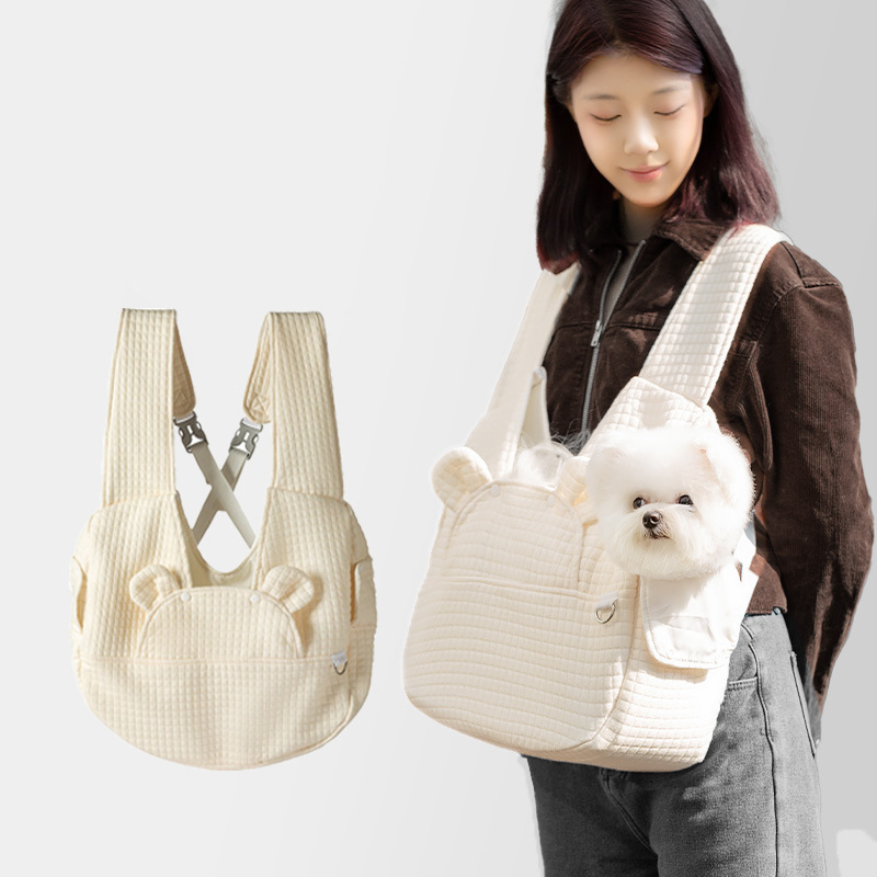 犬バッグ もこもこ耳付き小型犬用抱っこスリングバッグ