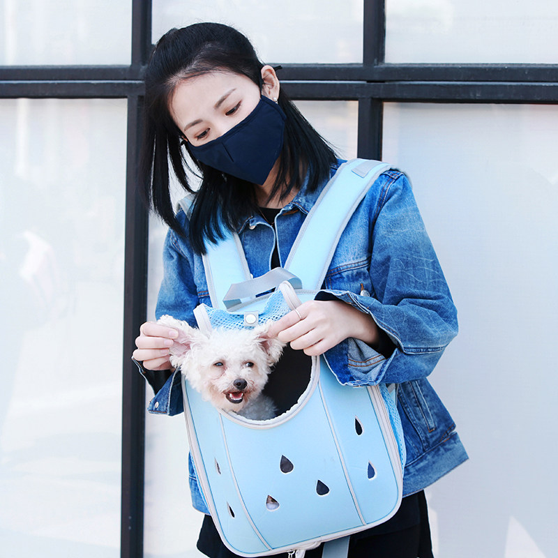 犬バッグ 通気性抜群メッシュ窓付き小型犬用キャリーリュック