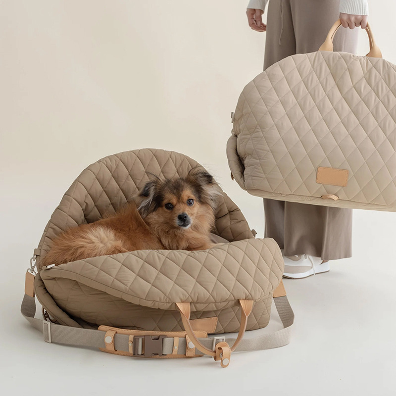 犬バッグ キルティング犬用ベッド型キャリーバッグ