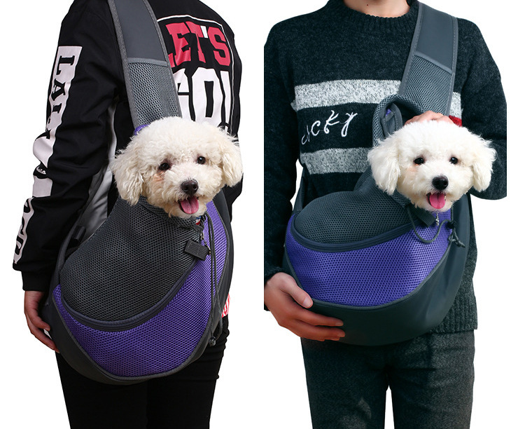 犬バッグ 小型犬用メッシュスリング斜めがけ抱っこバッグ