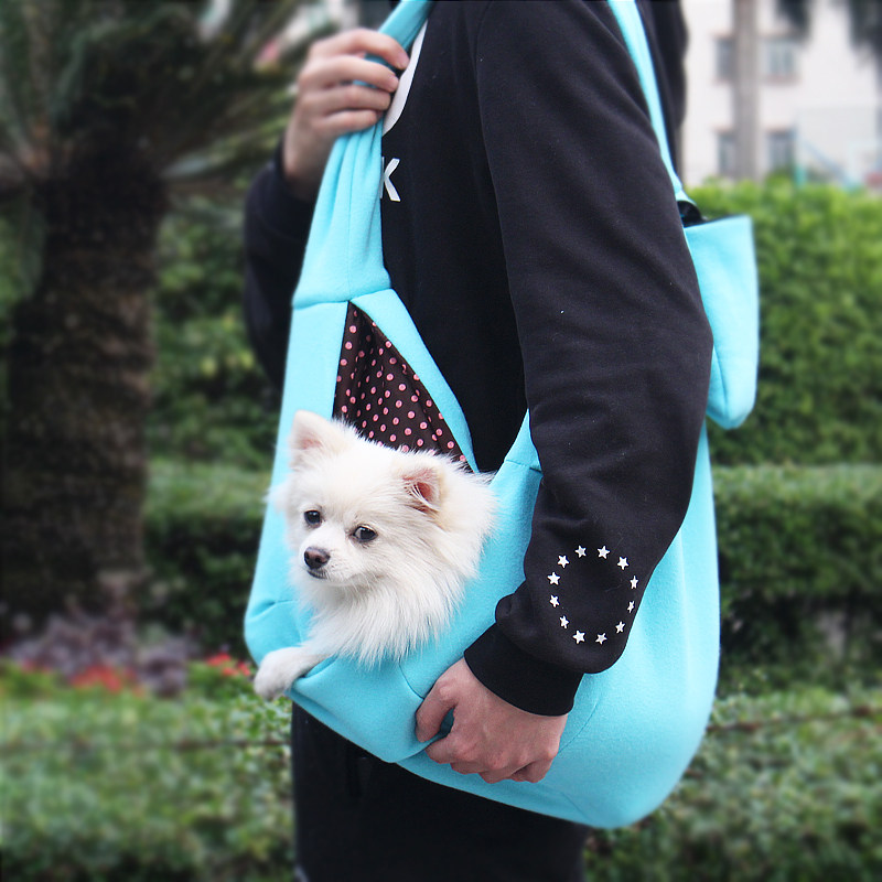 犬バッグ 肩掛け斜め掛け対応水玉内布付き犬用スリングバッグ