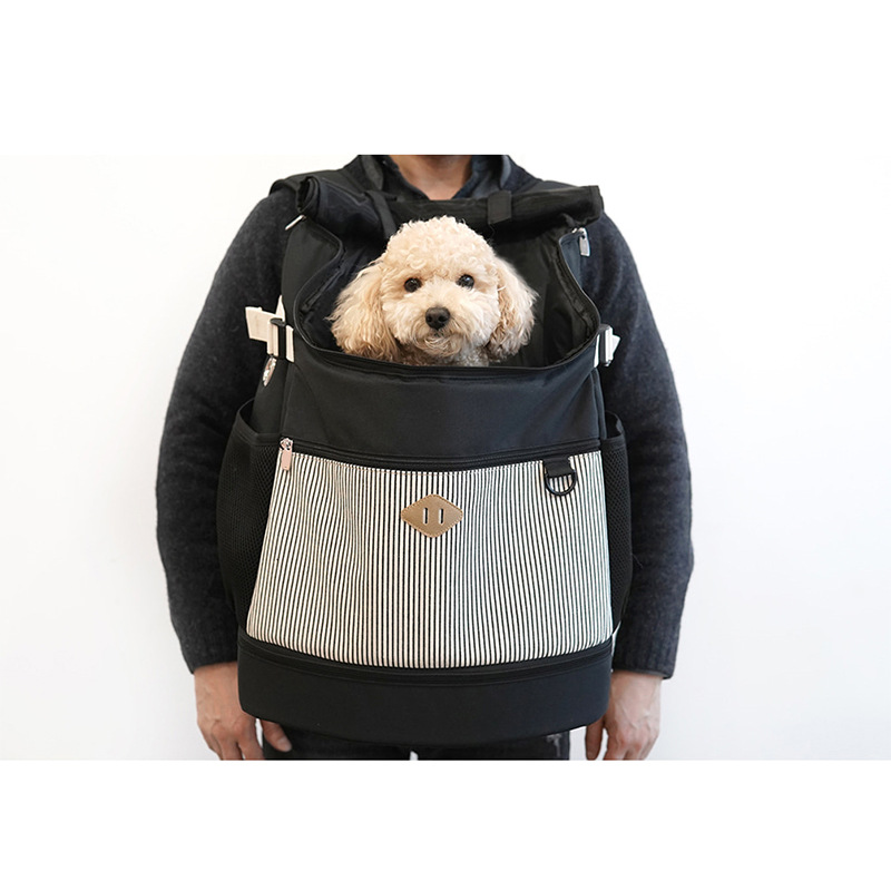 犬バッグ ストライプ切替デザイン犬用背負いリュック