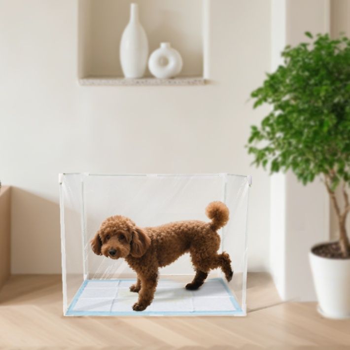 犬トイレ 室内用透明壁付き犬トイレはみ出し防止囲い