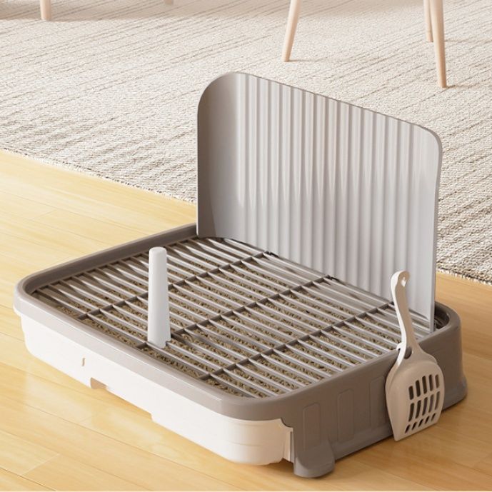 犬トイレ 格子式高床犬用トイレ 飛散防止壁付き引き出しトレー型