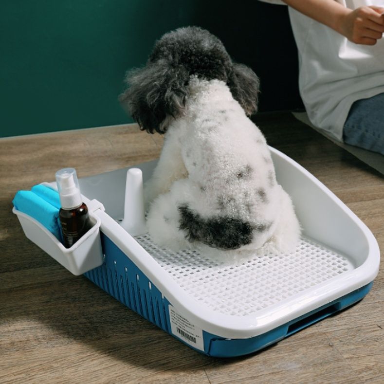 犬トイレ 三方向壁付き固定柱付き犬トイレはみ出し防止トレー