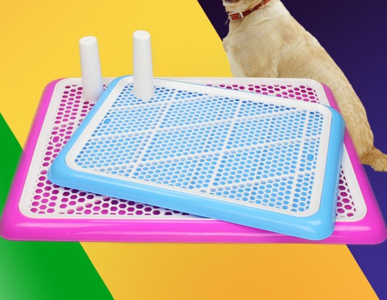 犬トイレ 柱付きメッシュ構造犬用トイレトレー