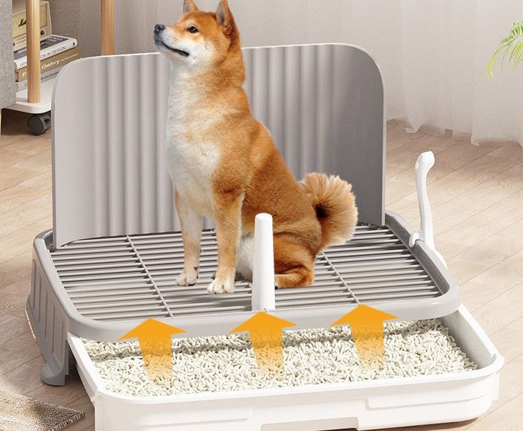犬トイレ 背面ガード付き網目式犬用トイレトレー