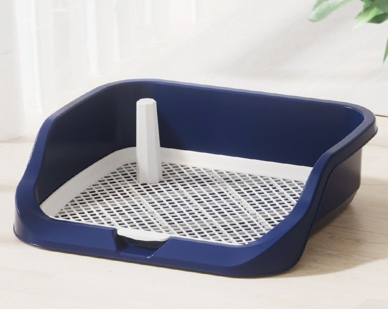 犬トイレ 固定柱付き飛散防止壁付き犬用トイレトレー