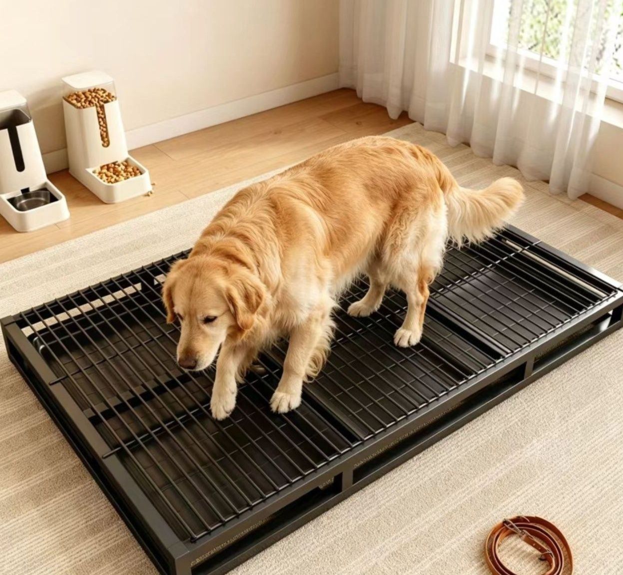  大型犬対応 頑丈金属製グリッド犬トイレトレー