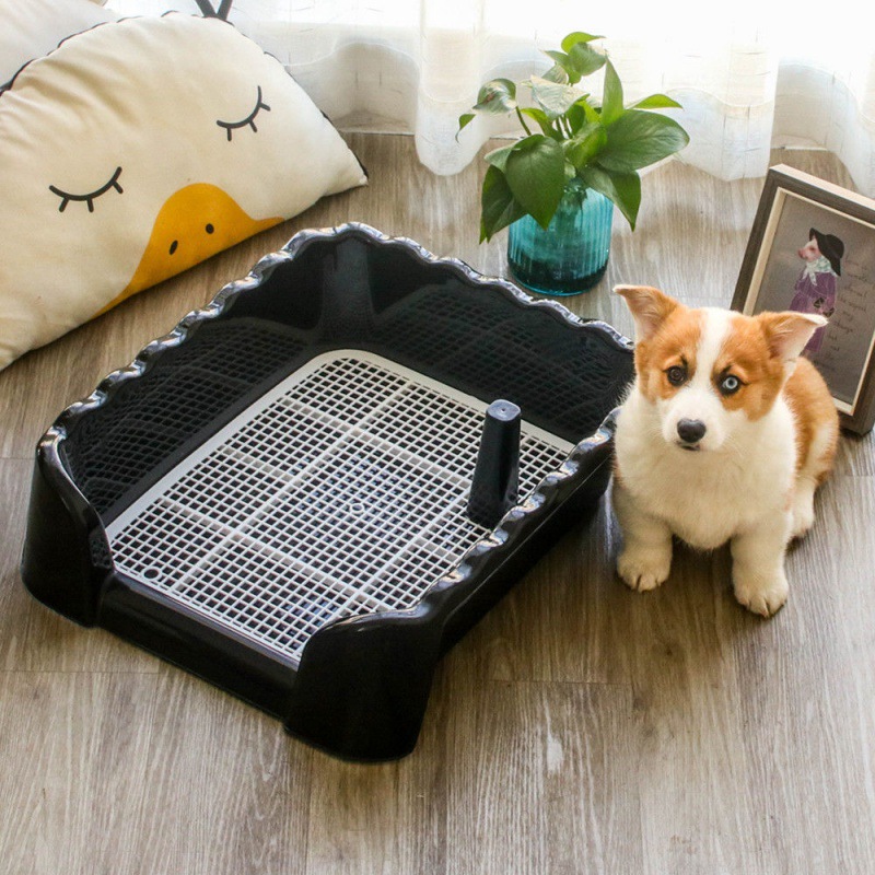 犬トイレ 小型犬用メッシュ付き固定柱型室内トイレトレー
