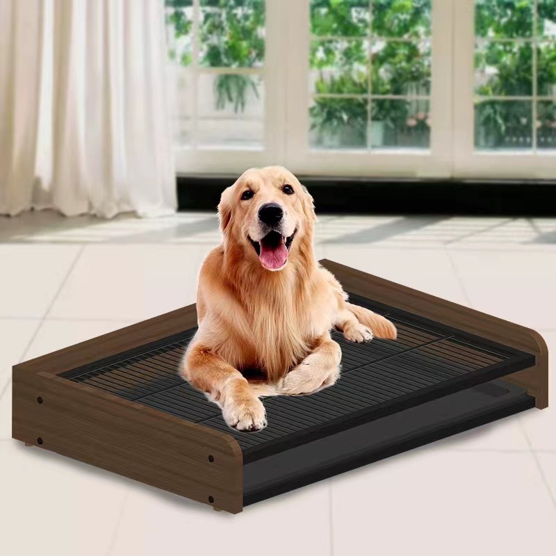 犬トイレ 大型犬対応木枠格子付き高床式犬用トイレ