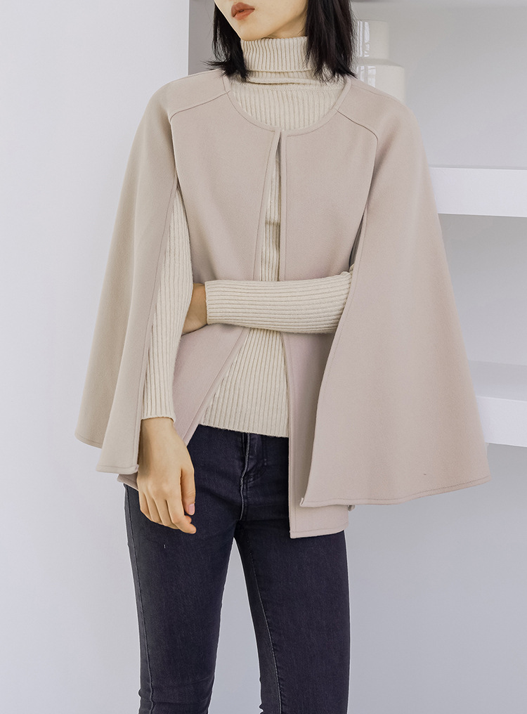 50代ファッション 秋冬新作ポンチョ風ケープコート上品羽織り