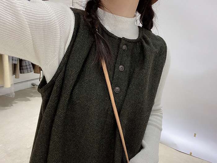 50代ファッション ロングベストワンピース