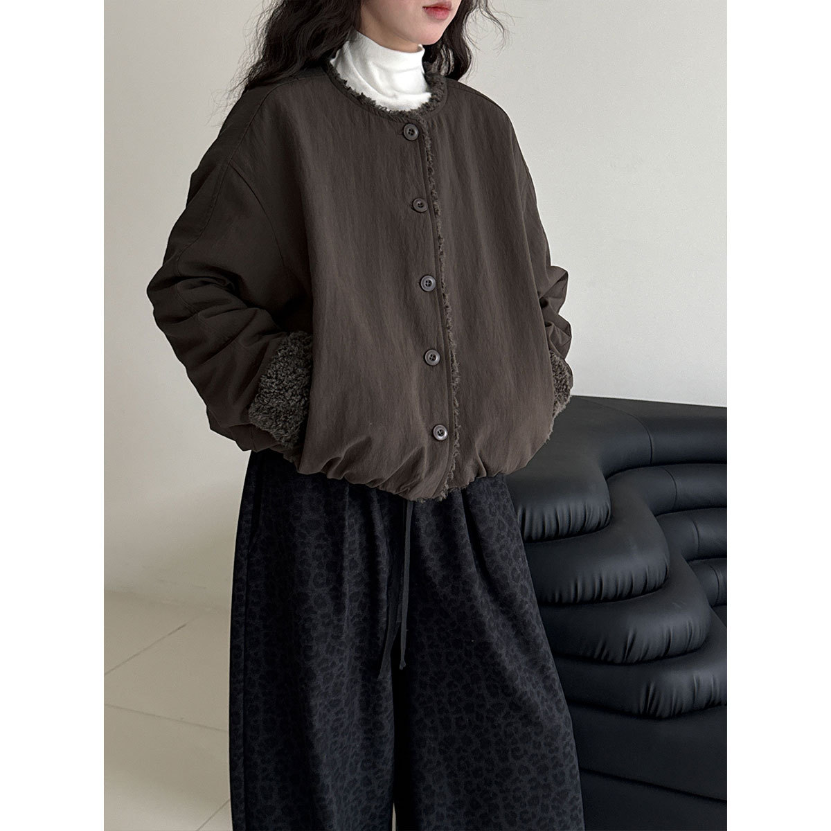 50代ファッション 裏起毛ボアジャケット レディース 冬物アウター