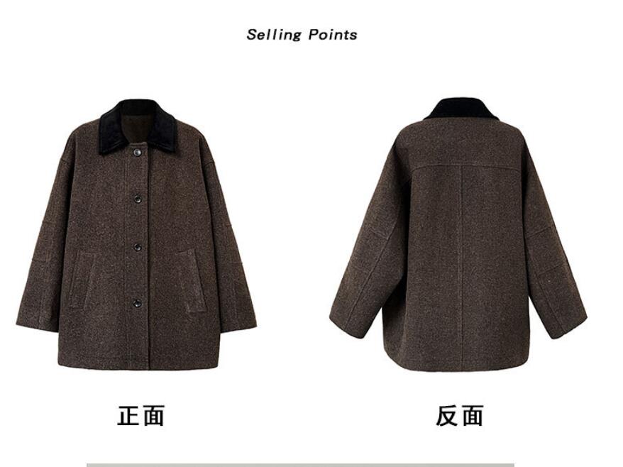 50代ファッション 上品ウールコート レディース 襟付き 冬アウター 二色展開