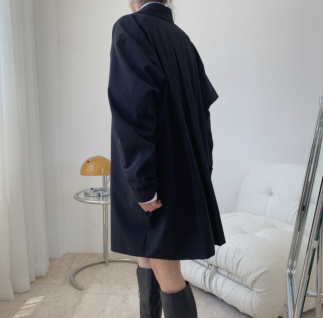50代ファッション 優雅な落ち感ゆったりチェスターコート