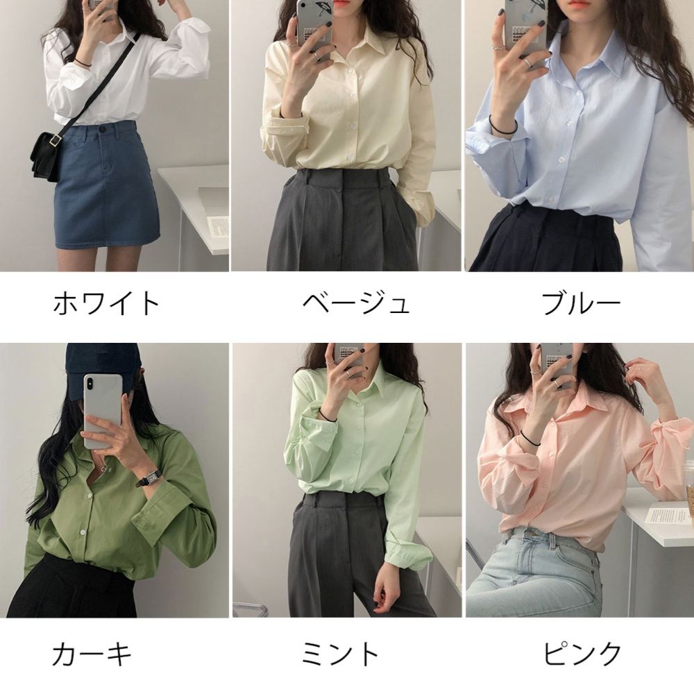 50代ファッション 上品な薄手長袖シャツブラウス　襟付きレディース