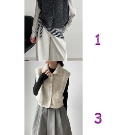 50代ファッション 上品ニットベスト レディース 襟付き 4色展開