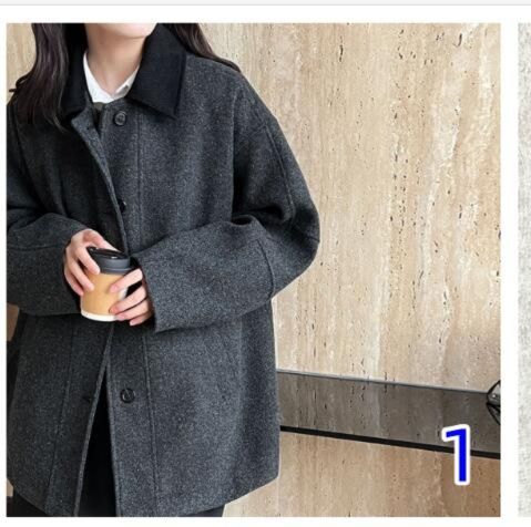 50代ファッション 上品ウールコート レディース 襟付き 冬アウター 二色展開