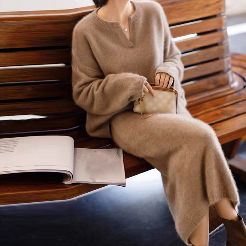 50代ファッション こなれ感抜群ニットセットアップ上品スタイル