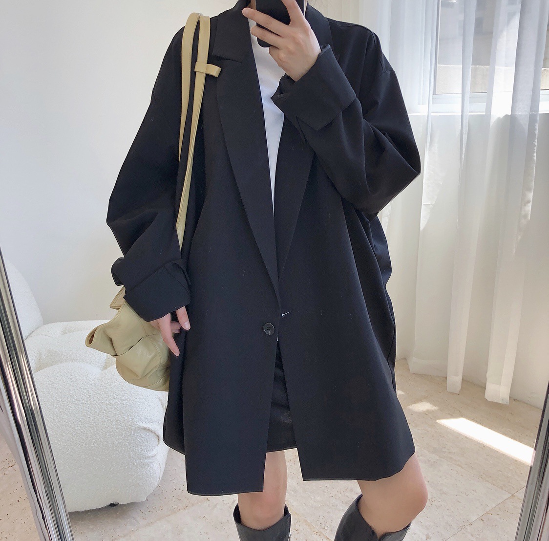 50代ファッション 優雅な落ち感ゆったりチェスターコート