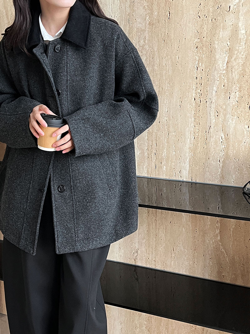 50代ファッション 上品ウールコート レディース 襟付き 冬アウター 二色展開