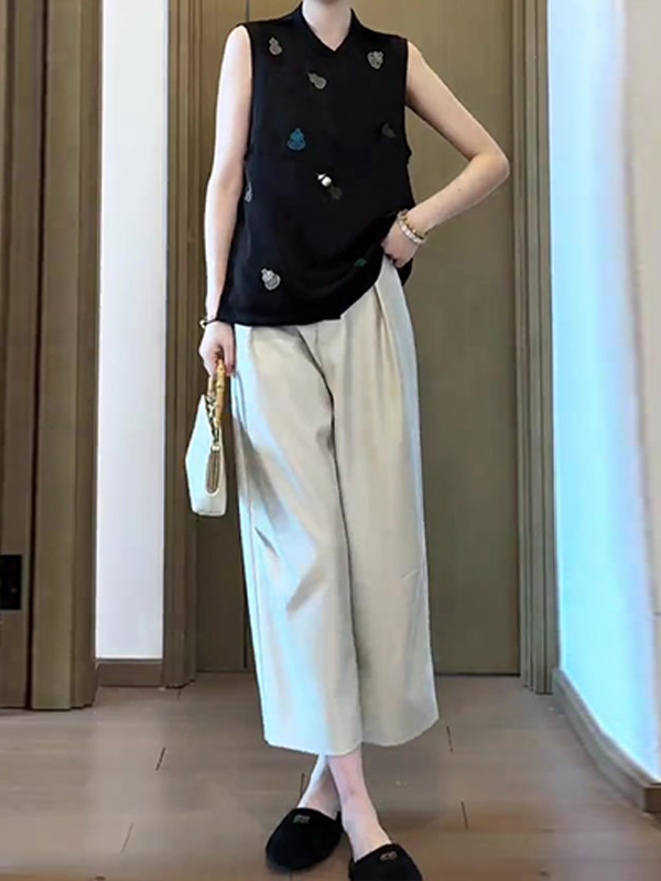 50代ファッション ゆったりワイドシルエットパンツ