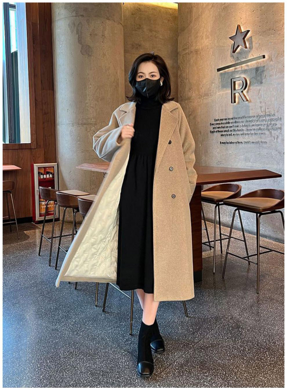 50代ファッション 上品な大人のチェスターコート ロング丈 通勤対応