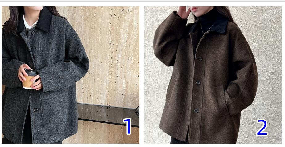50代ファッション 上品ウールコート レディース 襟付き 冬アウター 二色展開