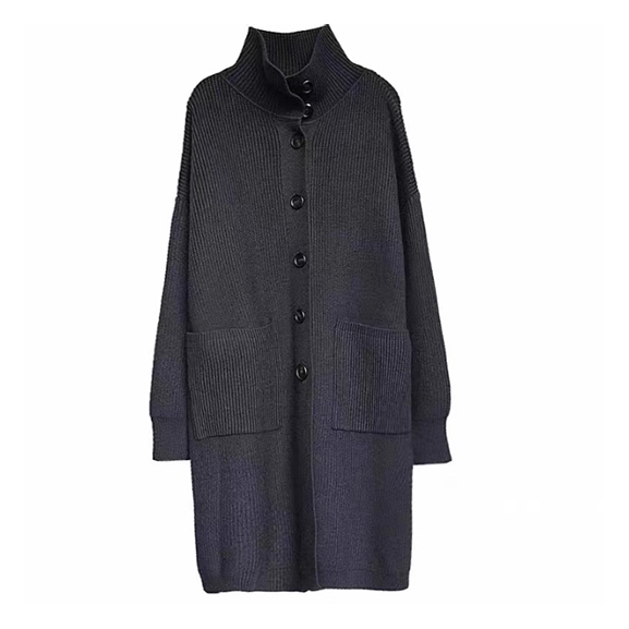 50代ファッション 体型カバーロングニットカーディガン