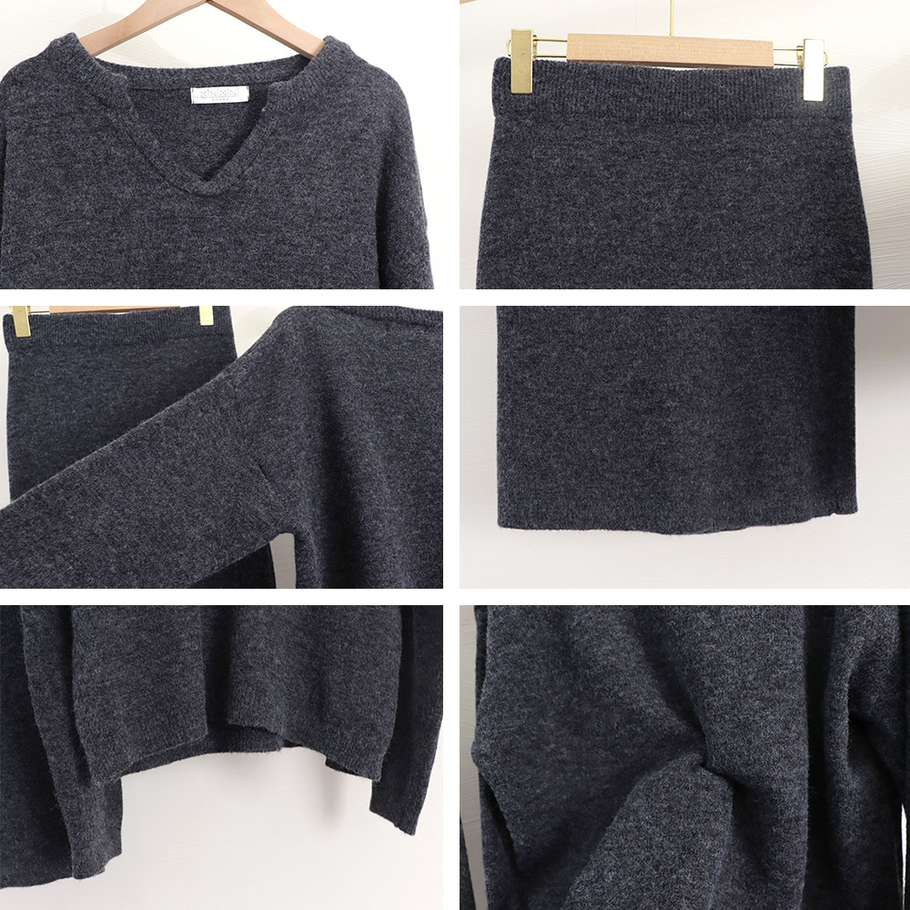 50代ファッション こなれ感抜群ニットセットアップ上品スタイル