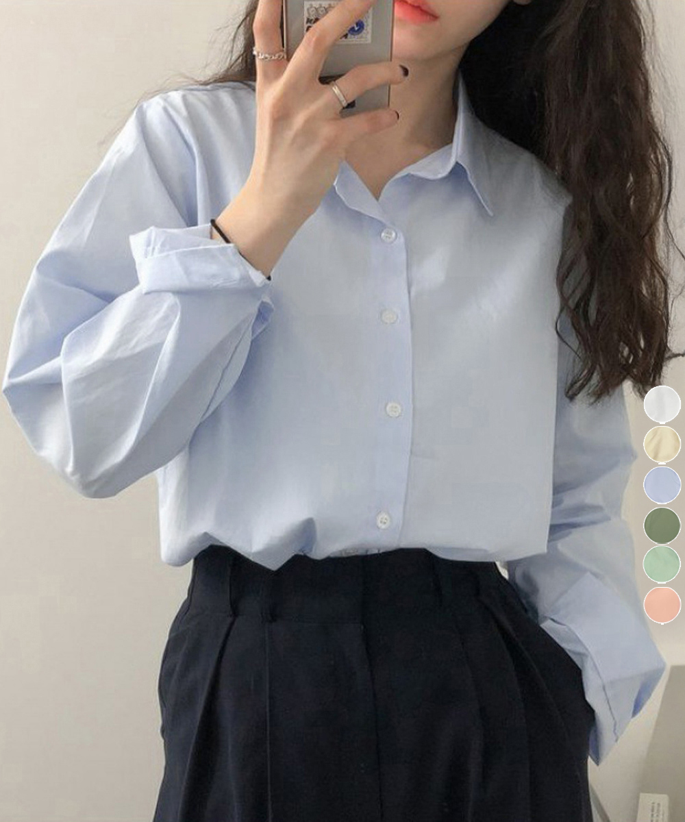 50代ファッション 上品な薄手長袖シャツブラウス　襟付きレディース