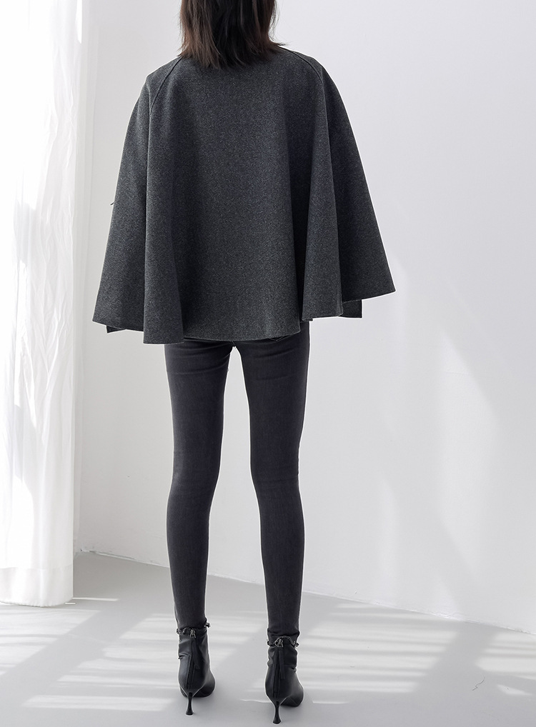 50代ファッション 秋冬新作ポンチョ風ケープコート上品羽織り