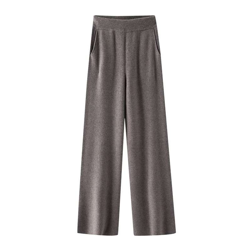 50代ファッション 柔らかウール風ワイドパンツ