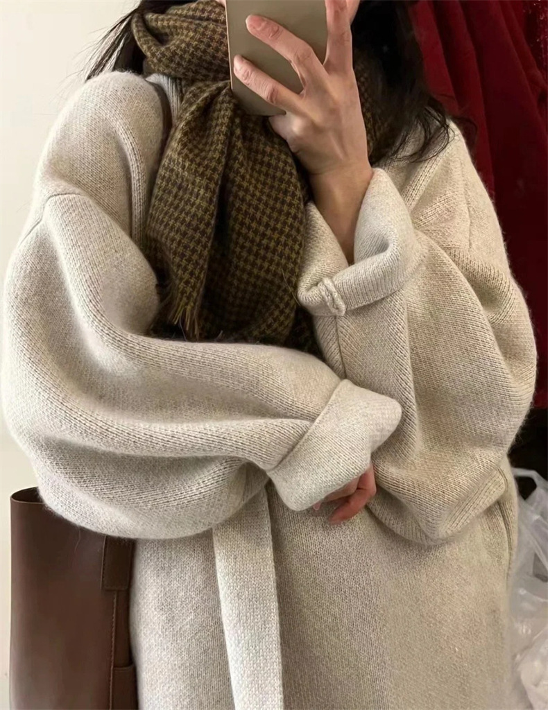 50代ファッション 体型カバー ロング カーディガン ゆったり ニット アウター